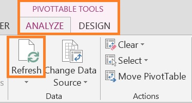 Pivot Table Refresh by analyze tool