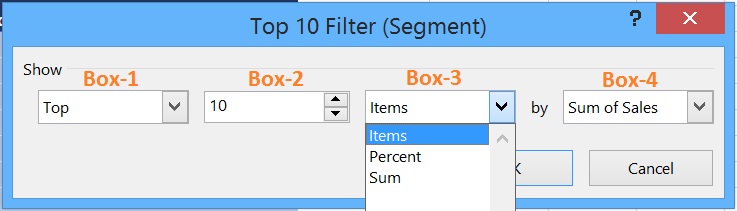 Top 10 Items dialogbox in a Pivot Table