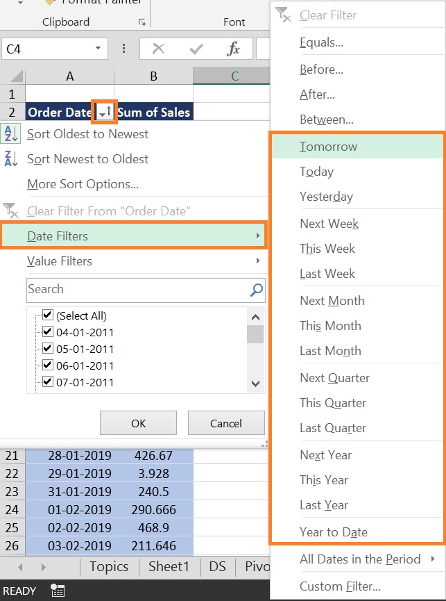 Dynamic Date Range or Date Grouping filter