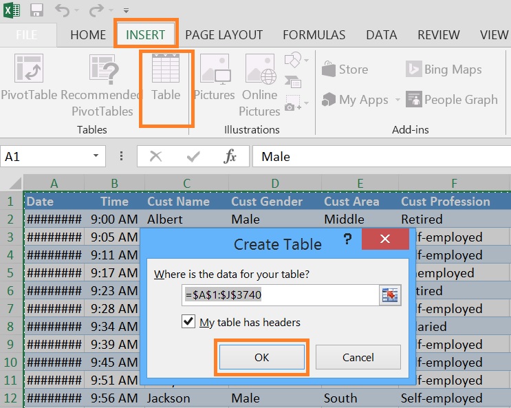 create a Table for Slicer