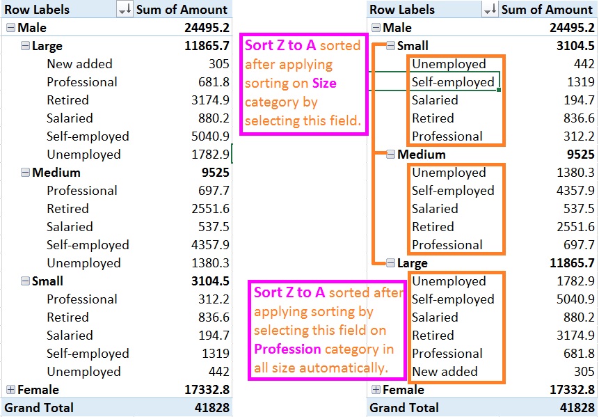 Sorting in Pivot Table on multiple fields or sub-categories