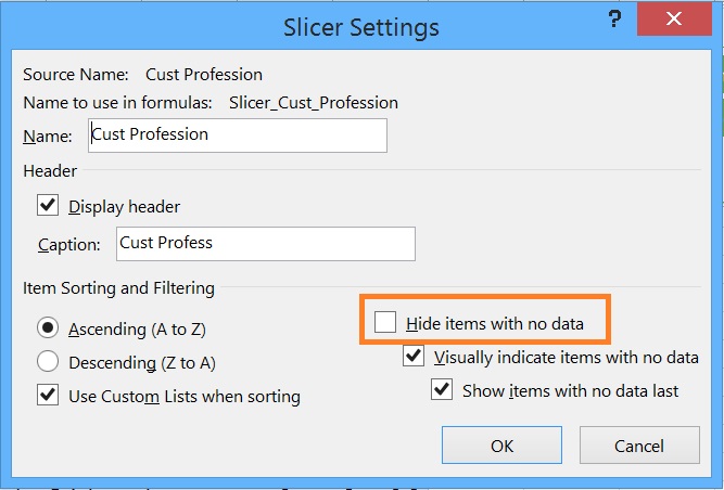 Hide Items with No Data from the Slicer Box